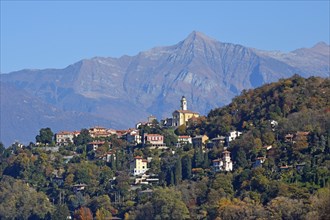 The town Pino sulla Sponda del Lago Maggiore and peak Pizzo di Vogorno