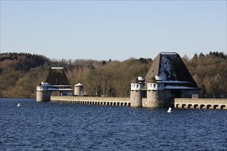 Dammed Mohnesee in front of a dam