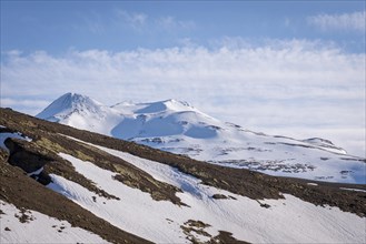 Snow-covered volcano