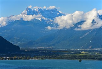 Dents du Midi mountain range over Lake Geneva