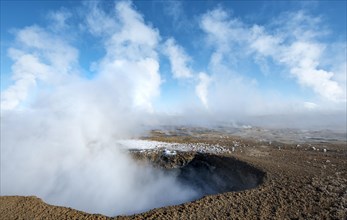 Rising steam from a fumarole