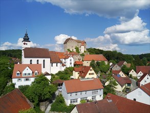 Town view with Church of Saint Matthew and Hiltpoltstein Castle