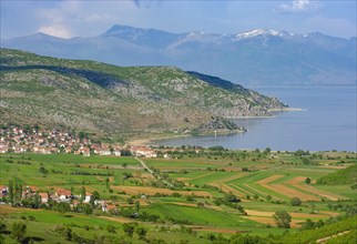 Great Lake Prespa with villages Lejthize and Liqenas