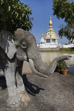 Elephant figure in front of Maha Rattana Chedi of Wat Thung Setthi