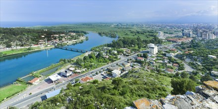View over Shkodra city and Bojana river from Rozafa castle