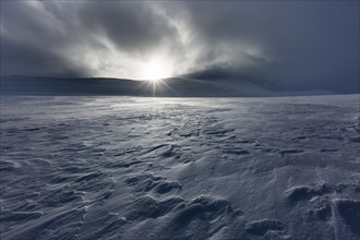 Sun with clouds and snow
