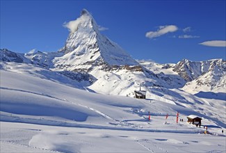 Chapel at Riffelberg 2582m in front of Matterhorn