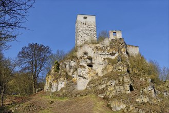 Castle ruin Wellheimer Burg in the nature park Altmuhltal