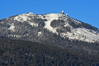 Grosser Arber summit with radomes in winter