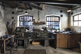 Old workshop with lathe
