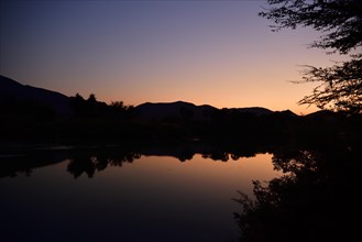 The Kunene River near the Epupa Falls at dawn