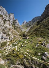 Mountain scenery on the footpath La Ruta del Cares in the National Park Picos de Europa
