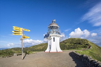 Lighthouse with signposts at Cape Reinga