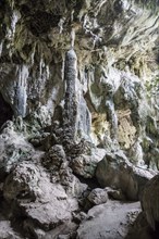 Stalagmites in stalactite cave