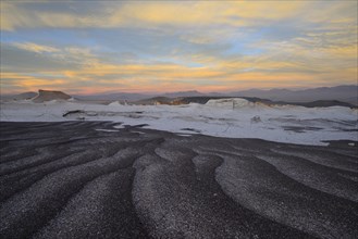 Moonscape of the Campo de Piedra Pomez in the sunset