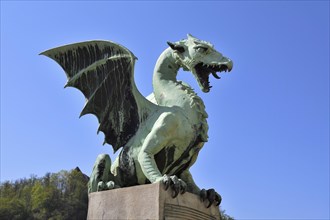 Bronze statue of a dragon on the Dragon Bridge