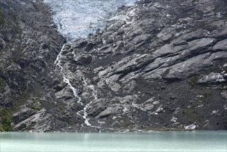 Melting glacier with lake