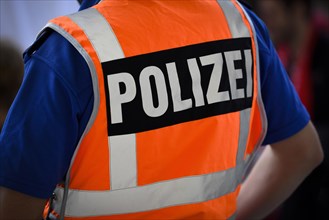 Inscription Police on protective vest