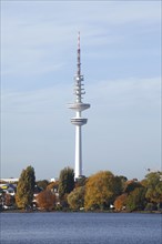 Television tower at the Aussenalster in autumn