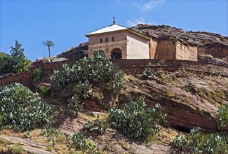 Monolithic church Abreha wa Atsbeha on the rocky hill