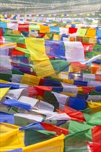 Many colorful prayer flags