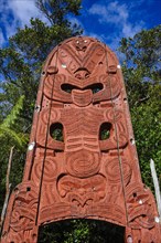 Woodecarved entrance at the Te Puia Maori Cultural Center