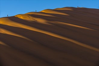 Tourists climb on a sand dune in the Sossusvlei