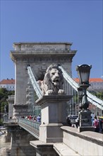 Lion statue at the Szechenyi Chain Bridge