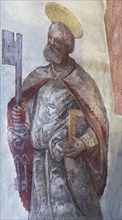 Fresco of Saint Peter with the three keys from the 16th century