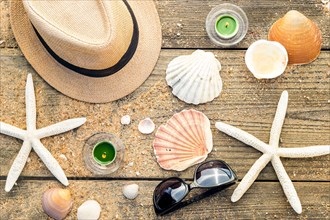 Summer concept and background made of accessories as hat