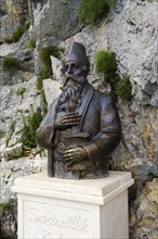 Bust Sari Salltik (Sari Saltuk) at his tomb in Skanderbeg Mountains