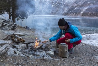 Campfire on Lake Oeschinen