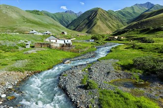 Settlement along a mountain river Naryn