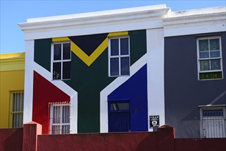 House painted in the colours of the South African flag