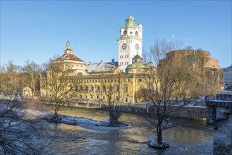 Mullersches Volksbad indoor swimming pool with river Isar in winter