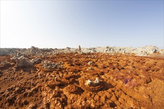 Sulphur sediments in the thermal area of Dallol