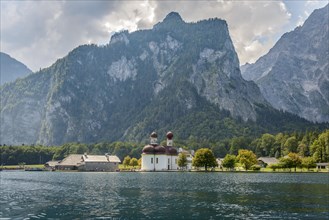 St. Bartholoma at Lake Konigssee in front of the Watzmann massif