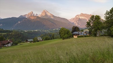 Mountain massif with Watzmann and Hochkalter at dawn