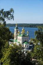Overlook over an orthodox church and the volga river