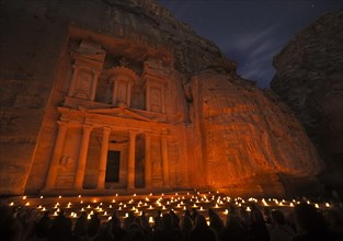 Petra by Night event in front of the Treasury of Pharaoh