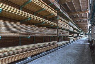 Warehouse for wood in a sawmill