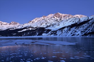 Frozen Lake Silsersee in winter
