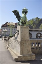 Bronze statue of a dragon on the Dragon Bridge