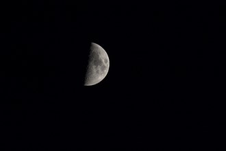 Half moon in the night sky