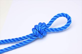 Figure eight knot in blue rope
