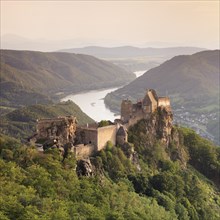 Ruin of Aggstein Castle in the evening light