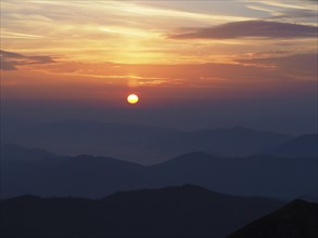Sunrise over mountain ranges