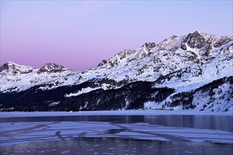 Frozen Lake Silsersee in winter