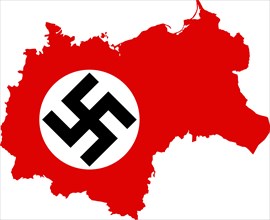 Map of Nazi Germany with swastika