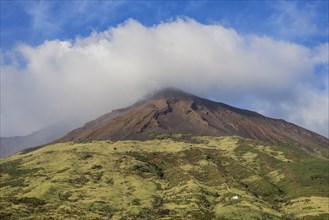Stromboli volcano with cloud